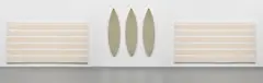 John Armleder, Furniture Sculpture #201 with Kent Senator, 1988, acrylic on canvas and surfboards, in 5 parts