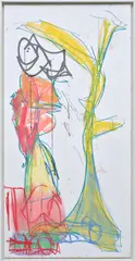 Aaron Garber-Maikovska, Untitled, 2016, ink and pastel on archival gator board, in artist's frame