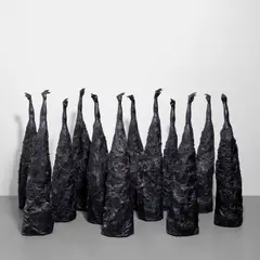 Terence Koh, My Path to Heaven. Are You Blind Bastard GOD, 2007, wax, Styrofoam, plaster, matches and paint, in 12 parts
