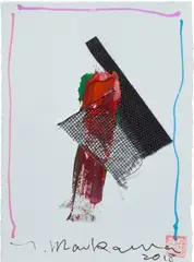 Tsuyoshi Maekawa, Untitled, 2018, acrylic and fabric collage on card