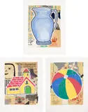Donald Baechler, Three works: (i) Blue Pitcher ; (ii) Yellow House ; (iii) Beachball, from Some of My Subjects, 2001, screenprint on paper with colophon, in linen-covered portfolio