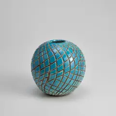 Jean Besnard, Blue Covered Ball Vase, glazed ceramic