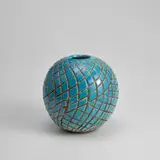 Jean Besnard, Blue Covered Ball Vase, glazed ceramic