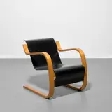 Alvar Aalto, Low-back cantilevered armchair, model #42, 1932, painted birch plywood and birch plywood