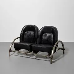 Rover 2-Seater by Ron Arad, 1981, leather, plastic and steel, sold Apr 2024