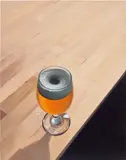 Paul Rouphail, Beer on a Table, 2021, oil on linen