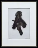 Robert Longo, Study of Uzi, 2004, ink and charcoal on vellum, in artist's frame