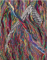 Jayson Musson, Black Bisector, 2015, mercerized cotton tapestry on canvas