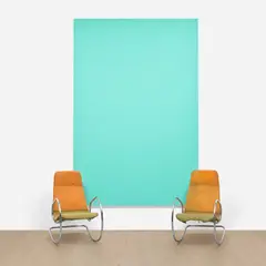 John Armleder, Sans Titre (One Canvas And Two Seats), 1994, oil on canvas and two metal framed wooden chairs with foam cushioning
