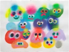 Jon Burgerman, Refractions of Light Through A Glass of Water, 2021, spray paint on paper