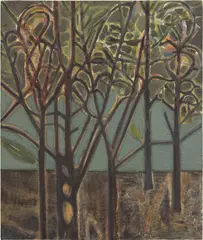 Sky Glabush, Forest Interior, 2019, oil and sand on canvas