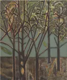 Sky Glabush, Forest Interior, 2019, oil and sand on canvas