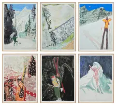 Peter Doig, Zermatt (D1), 2022, giclée print in colours on Cotton Smooth Rag paper, in artist's frames, in 6 parts