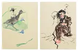 Walter Price, Two works: (i) Road running ; (ii) Doubt don't care where you're at, 2020, (i) marker pen, colour pencil, pen and graphite on tagboard (ii) acrylic, marker pen, flashe and graphite on tagboard