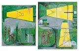 Luis Vassallo, Two works: (i) Buscador IV, Centauro ; (ii) Buscador XIII, Cierva periodo geométrico, 2019, oil on canvas