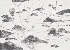 Franz Ackermann, Untitled (Mental Map: Incredible Terrible Beautiful), 2002, graphite on paper