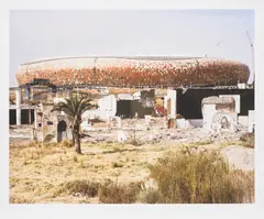 David Goldblatt, The ruins of Shareworld and FNB Soccer City Stadium. Shareworld, intended as a theme-park to the people of Soweto, was built and went bankrupt in the late 1980s., 2009, digital print in pigment inks on cotton rag paper