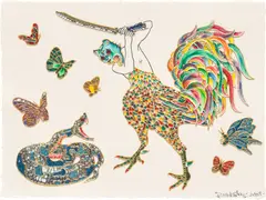 Raqib Shaw, Untitled, 2009, enamel, glitter, graphite and rhinestones on paper