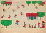 Lou Loeber, Ontwerp voor een fries in een kinderkamer, 1926, gouache on paper