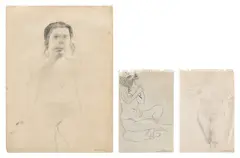 R.A. Sir Peter Blake, Three Works: Portraits of Women, 1955, graphite on paper