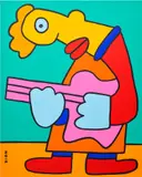 My guitar is giving me a great lesson in stage presence by Thierry Noir, 2023, acrylic on canvas, sold Nov 2024