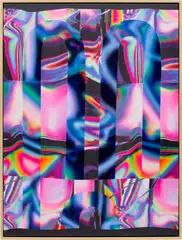 Anne Vieux, Soft Wavelength, 2017, acrylic on sublimation dyed faux suede laid down on panel, in artist's frame