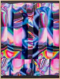 Anne Vieux, Soft Wavelength, 2017, acrylic on sublimation dyed faux suede laid down on panel, in artist's frame