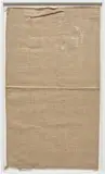 Matias Faldbakken, Untitled (Sack #7), 2013, acrylic molotov tagger pen on canvas sack, in artist's frame
