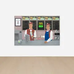Loïc Devaux, He Must Work Very Hard, 2018, acrylic, oil pastel and paper on canvas