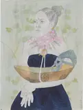Charmaine Watkiss, Guardian of The Four Directions, 2023, watercolor, water-soluble graphite, ink, coffee and shell gold on paper