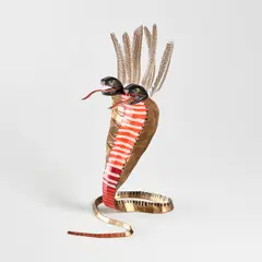 Hydra 'Dorothea' by Jordy Kerwick, 2021, mammoth teeth, feathers and acrylic on bronze, sold Sep 2024