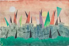Conroy Maddox, Tank Trap, 1940, gouache and tape on paper
