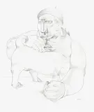 Pascual di Bianco, Man in Beret, 1977, graphite on paper