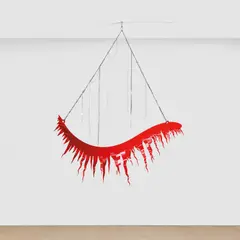 Jim Lambie, Everythings Gone Green (Eyelash Red), 2003, powder coated aluminium and silver necklaces