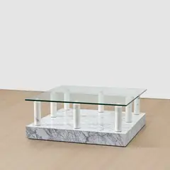 'Park' Table by Ettore Sottsass, 1983, marble, glass and painted wood, sold Sep 2024