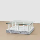 'Park' Table by Ettore Sottsass, 1983, marble, glass and painted wood, sold Sep 2024