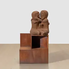 Nathan Mabry, A Very Touching Moment (Pitching a Tent), 2006, steel, coral, silver and turquoise, on artist's steel plinth