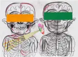 Keiichi Tanaami, Dream Diary Drawings, 2007-2012, ink, coloured pencil, tape and paper collage on 2 joined sheets of paper