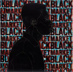 Ephrem Solomon, Silent Series 10, 2017, acrylic and printed paper collage on panel