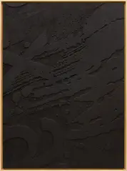 Daniel Lefcourt, Graphite Painting (Reversed and Enhanced), 2014, graphite and resin on machined fiberboard panel, in artist's frame