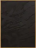 Daniel Lefcourt, Graphite Painting (Reversed and Enhanced), 2014, graphite and resin on machined fiberboard panel, in artist's frame