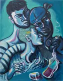 Giorgio Celin, El ultimo trago, 2021, oil on canvas