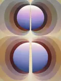 Loie Hollowell, Split Orbs in purple, ochre, and brown