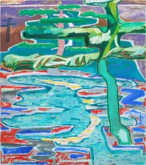 Shara Hughes, The Unsteady Eddy, 2017, oil and Flashe acrylic on canvas