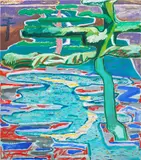 Shara Hughes, The Unsteady Eddy, 2017, oil and Flashe acrylic on canvas