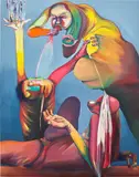 Emma Cousin, PythonIcing, 2020, oil and oil stick on canvas