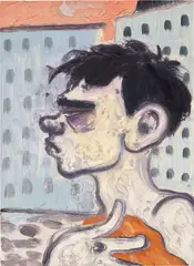 Panels by Sanya Kantarovsky, 2018, oil on linen, sold Mar 2023