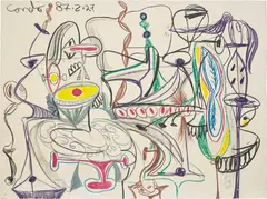 Untitled by George Condo, 1987, oil stick on paper laid down on canvas, sold Mar 2023