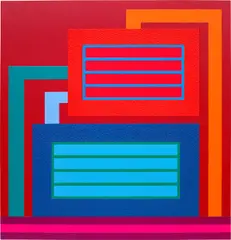 Intent by Peter Halley, 2009, acrylic, fluorescent acrylic and Roll-a-Tex on canvas, sold Mar 2023