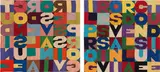 Il Progressivo Svanir Della Consuetudine by Alighiero Boetti, 1988-1989, embroidery on fabric, mounted on panel, diptych, sold Mar 2023